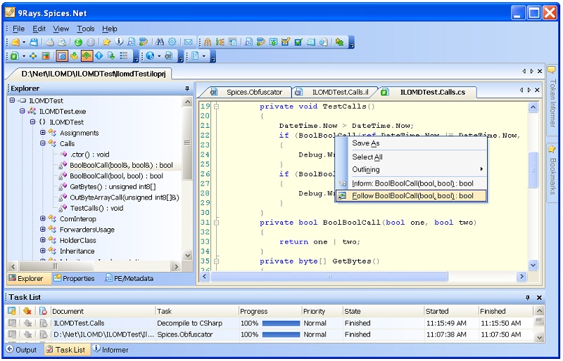 Click to view Spices.Net Decompiler 5.8.0.50 screenshot